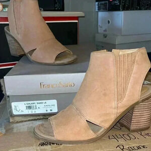 Franco Sarto Sand Leather Peep-Toe Sandals